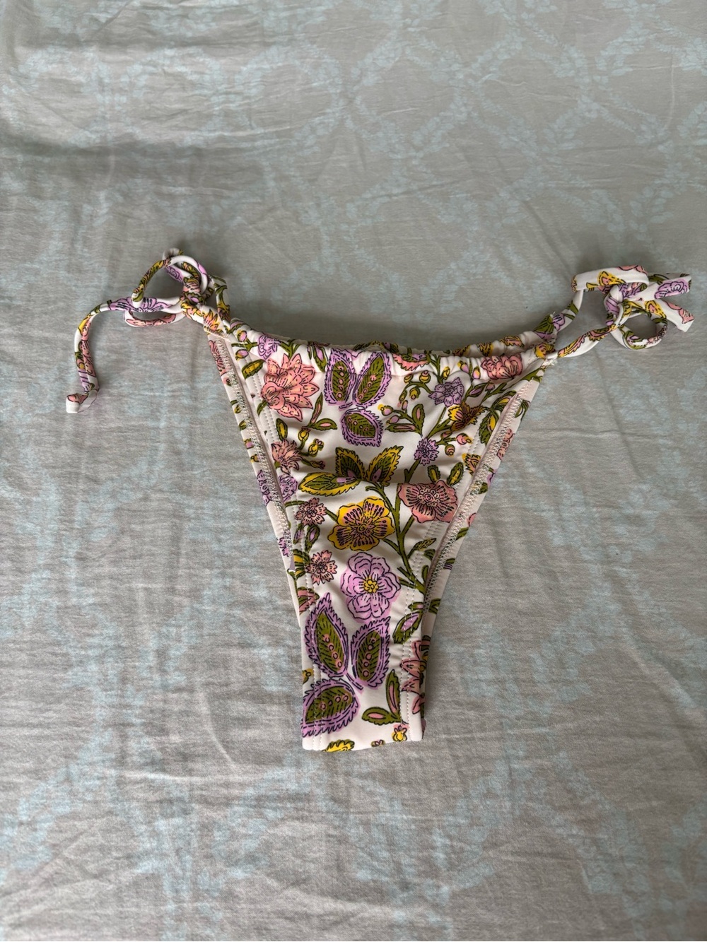 wild fable Floral Tie-Side Bikini Bottom in White, Pink, Green, Yellow